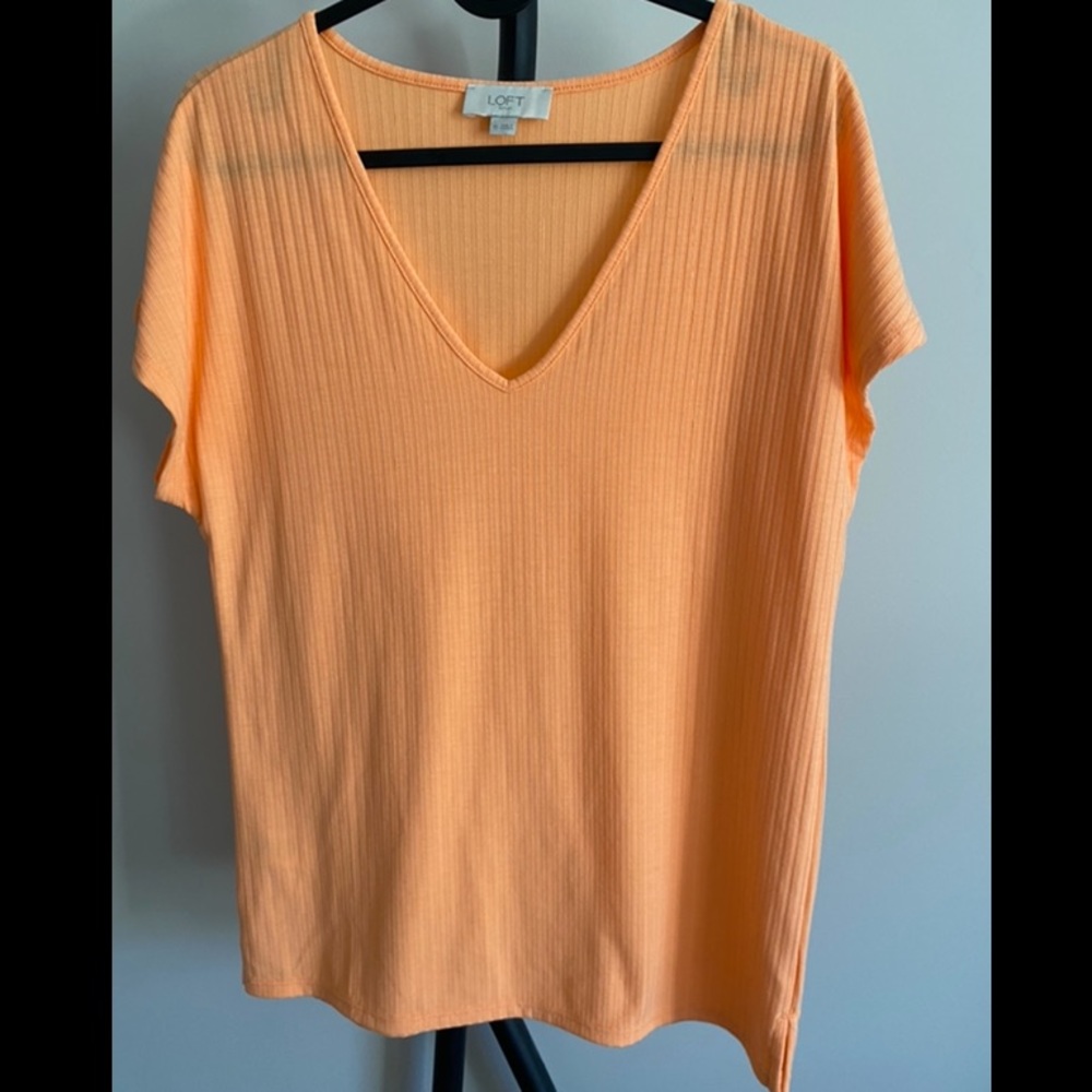Coral Ribbed SS Tee